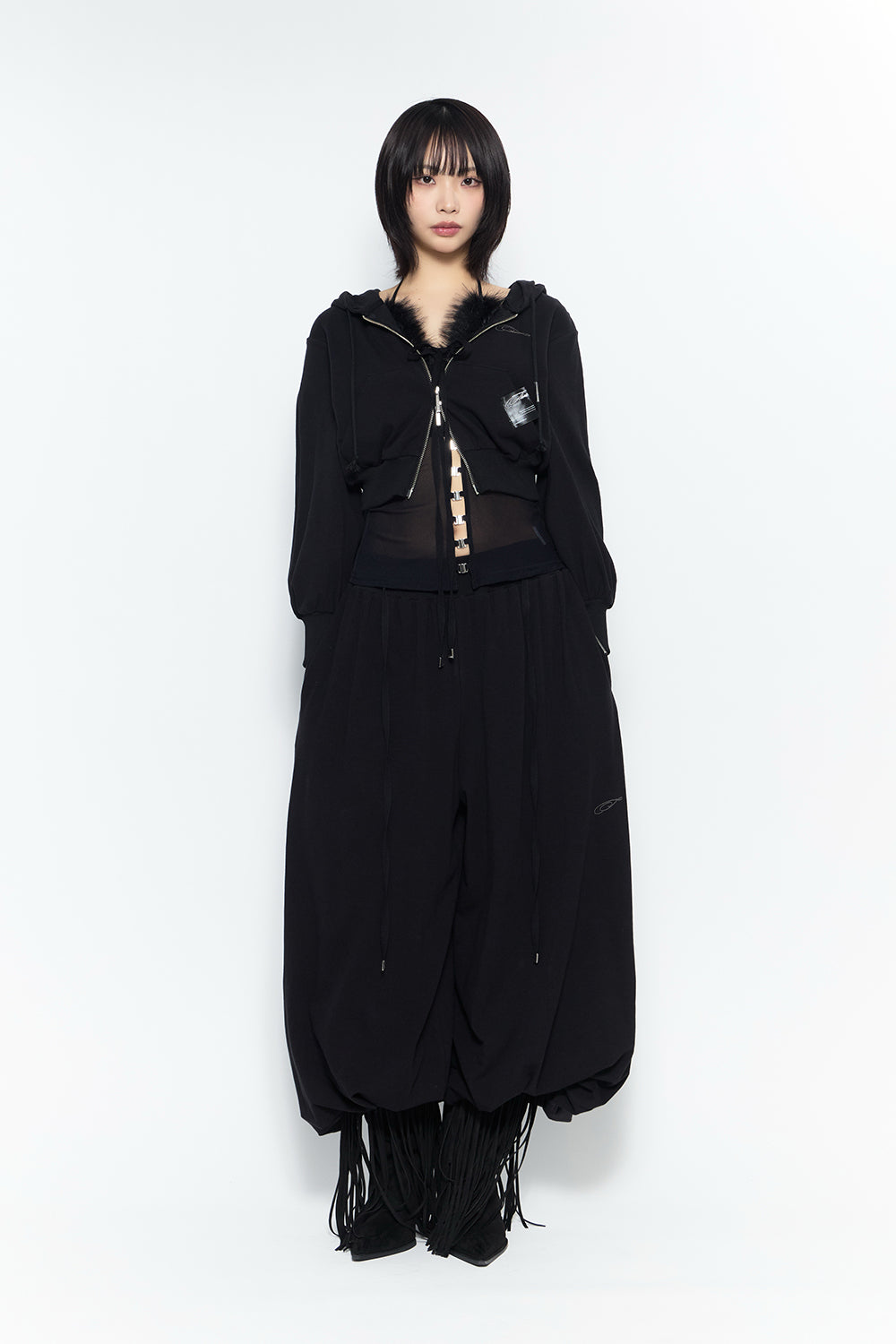 emblem fold sweat pants