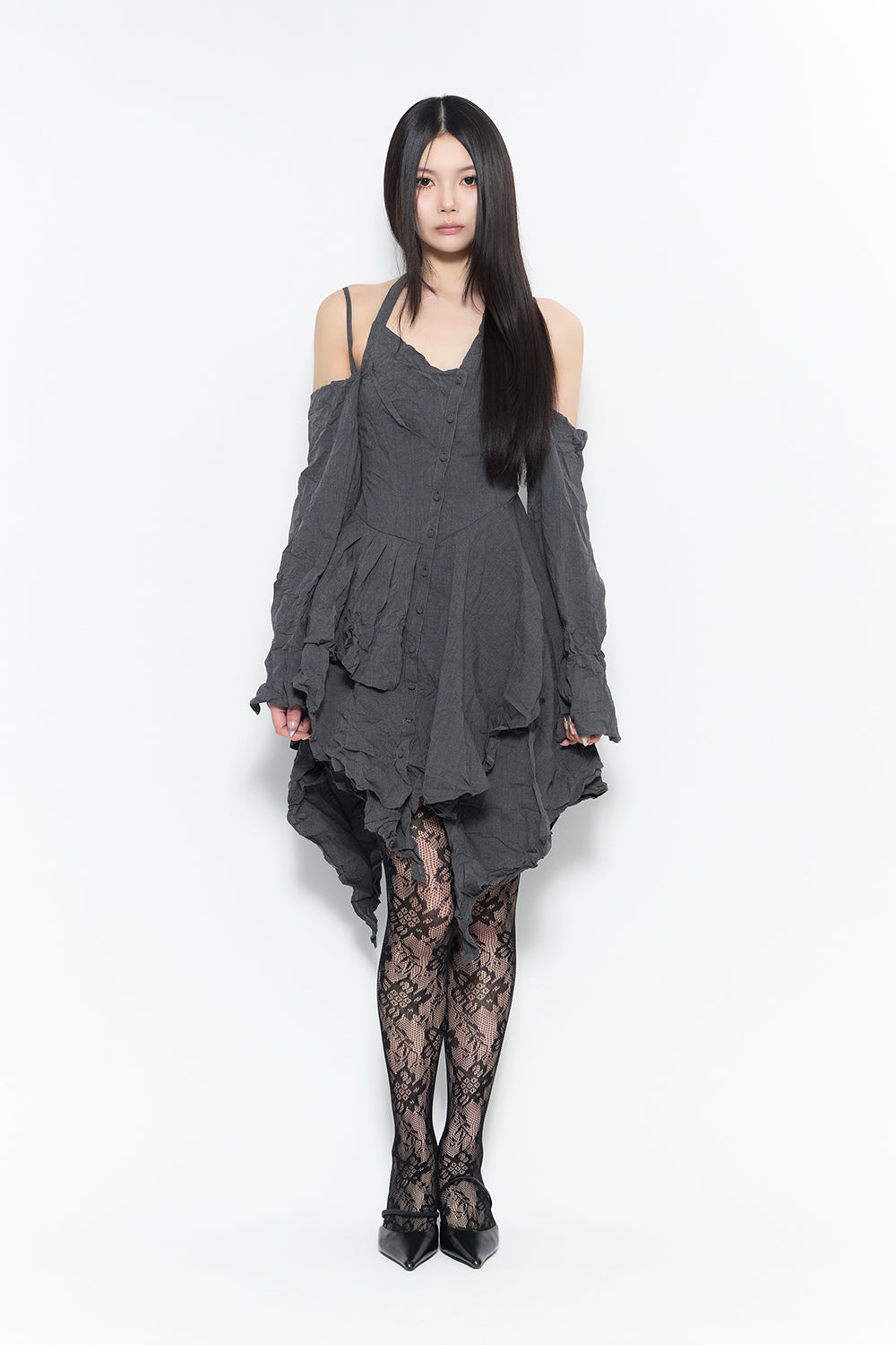 crinkled layered dress