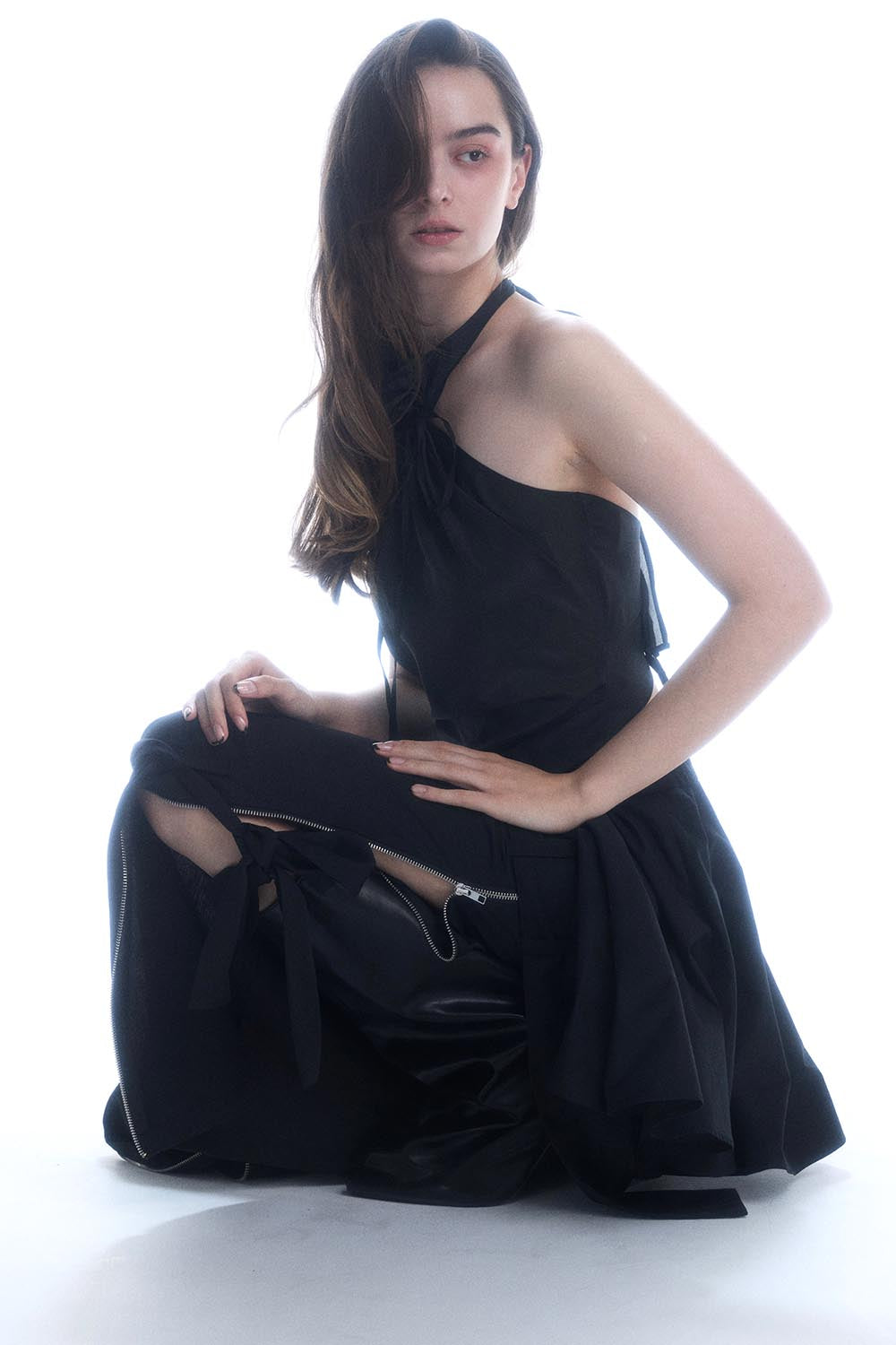 THEREDTHREAD / ザレッドスレッド】S draped sheer halter tops