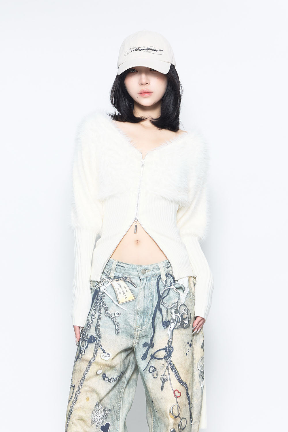 THEREDTHREAD / ザレッドスレッド】S contrast zip knit