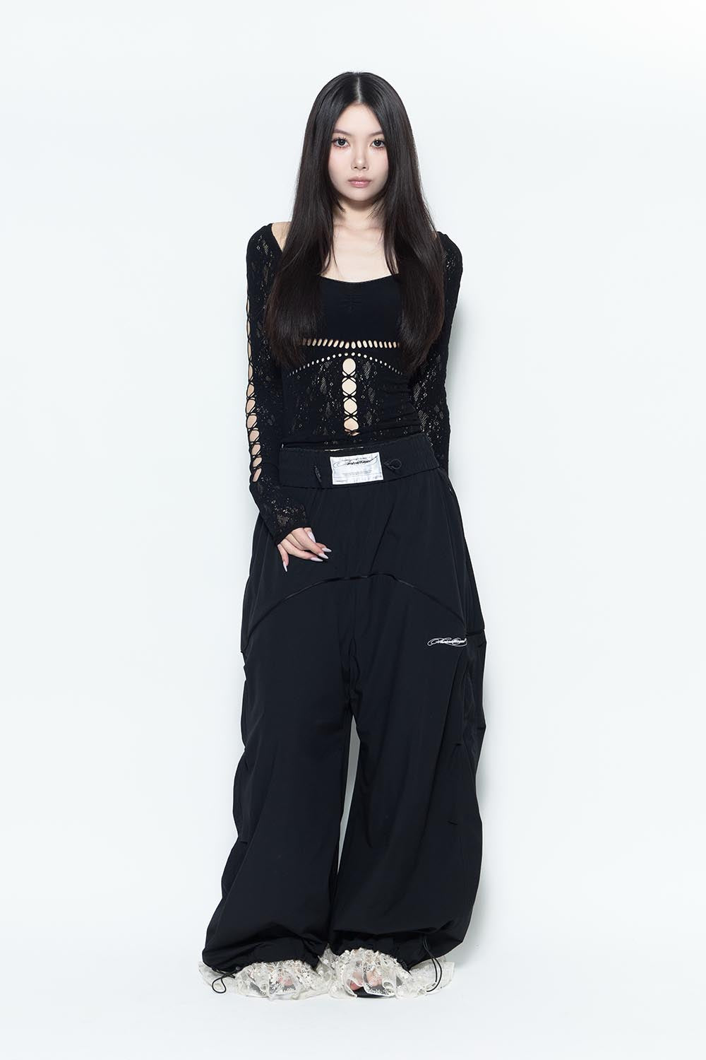 S nylon jersey pants lace