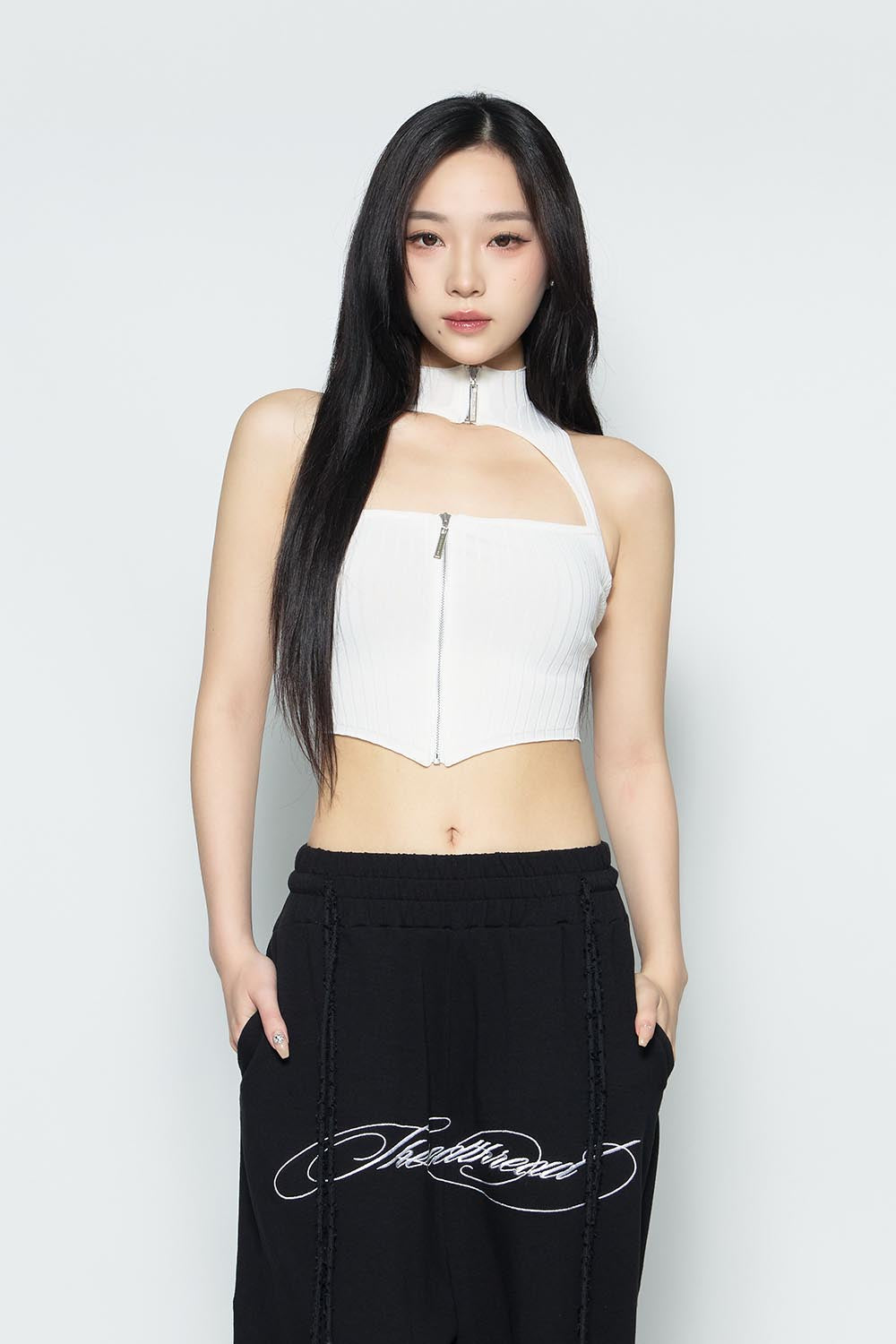 S asymmetric zip up tank