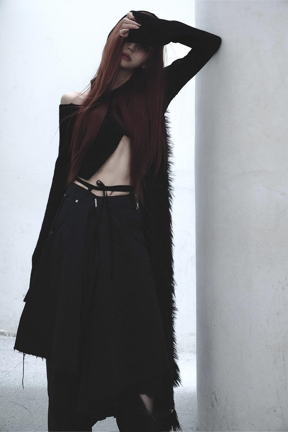 THEREDTHREAD / ザレッドスレッド】S asymmetric knit hoodie