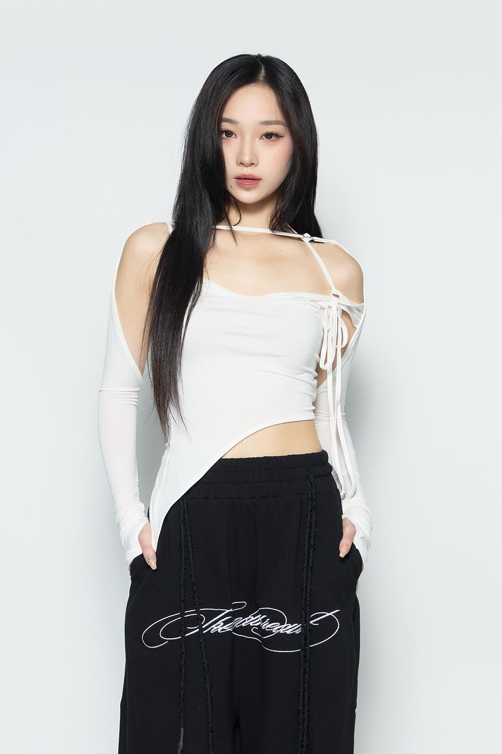 S asymmetric halter tops