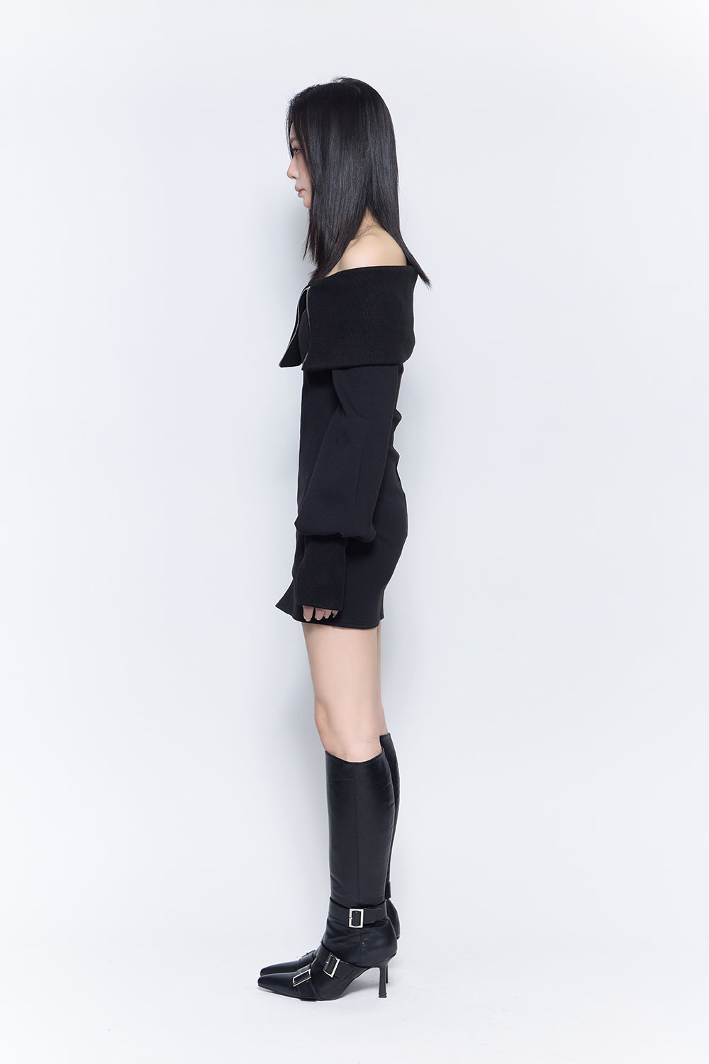 slash zipup mini dress