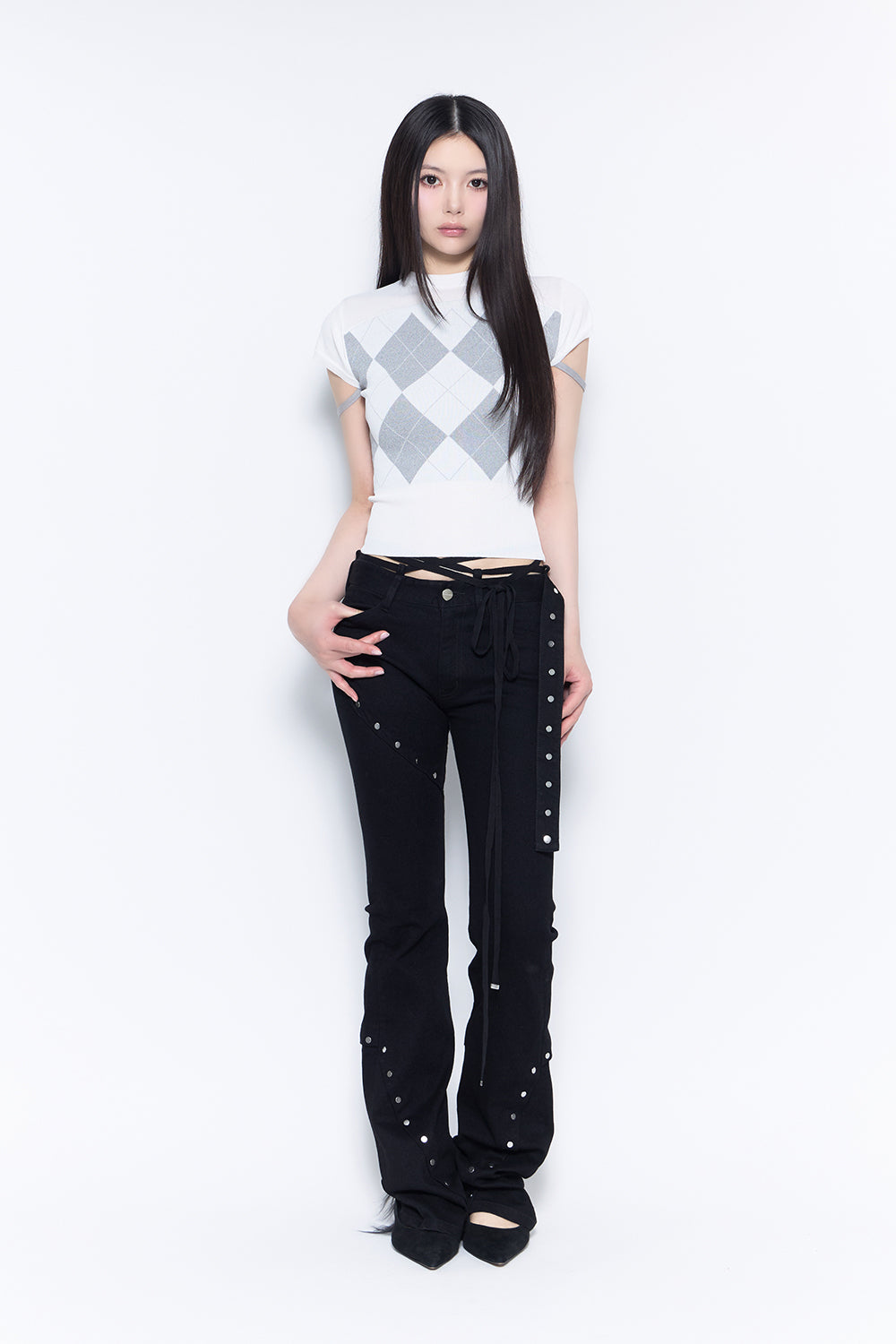 パンツ studded denim flare / THE RED THREAD THEREDTHREAD / ザ
