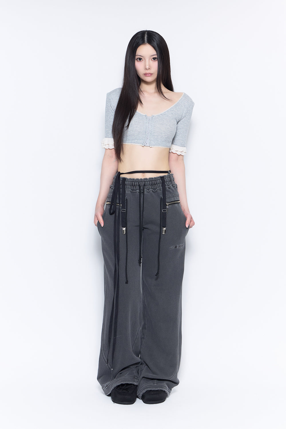 garter zip sweat pants