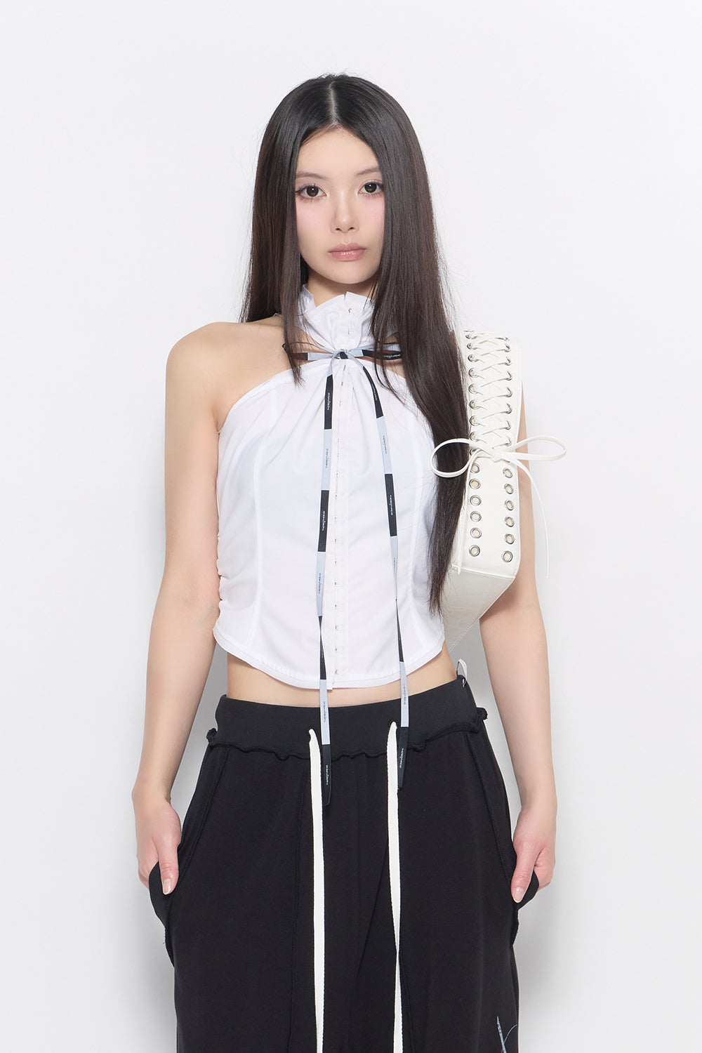 corset laced bag