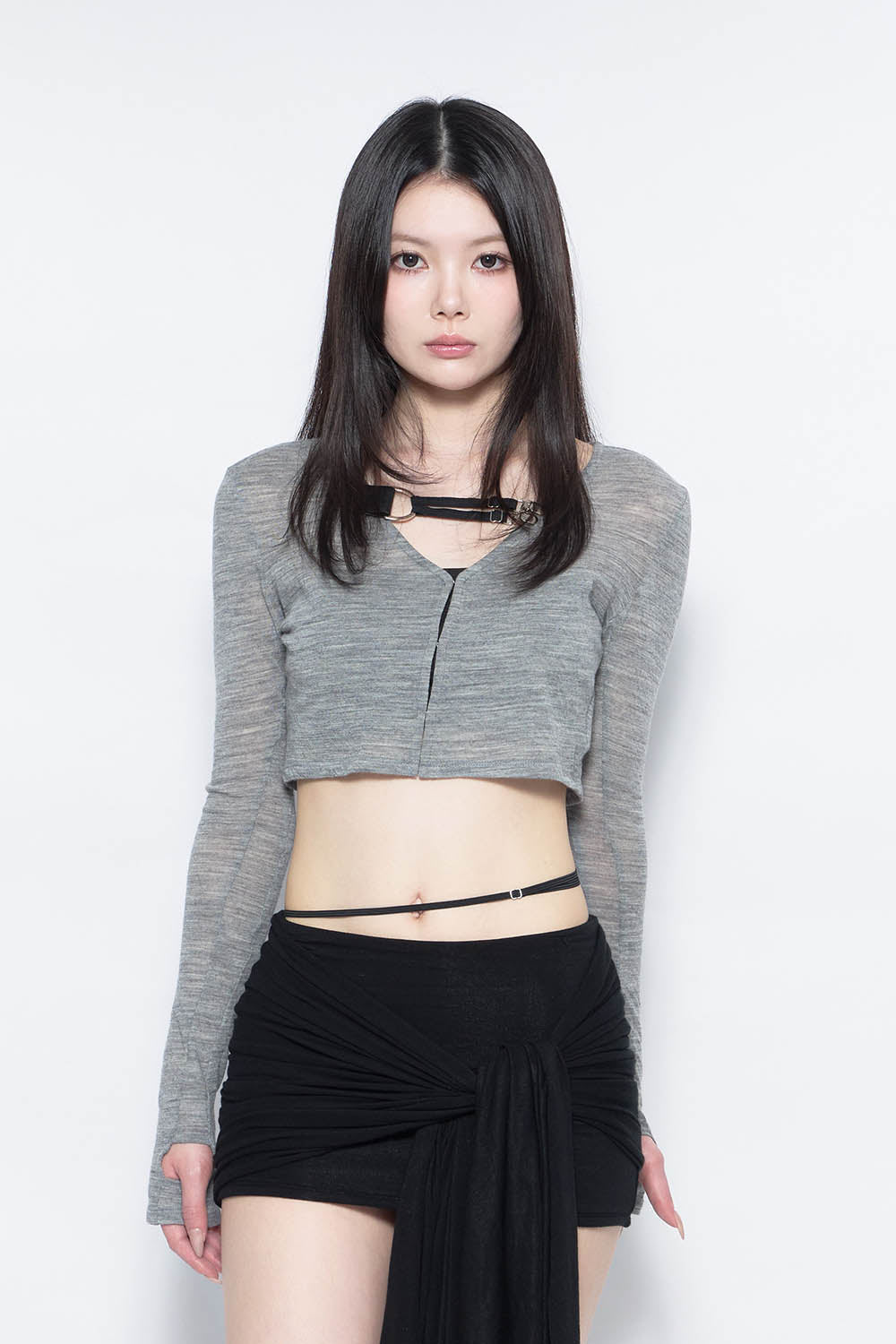 THEREDTHREAD / ザレッドスレッド】S clip cardigan cropped