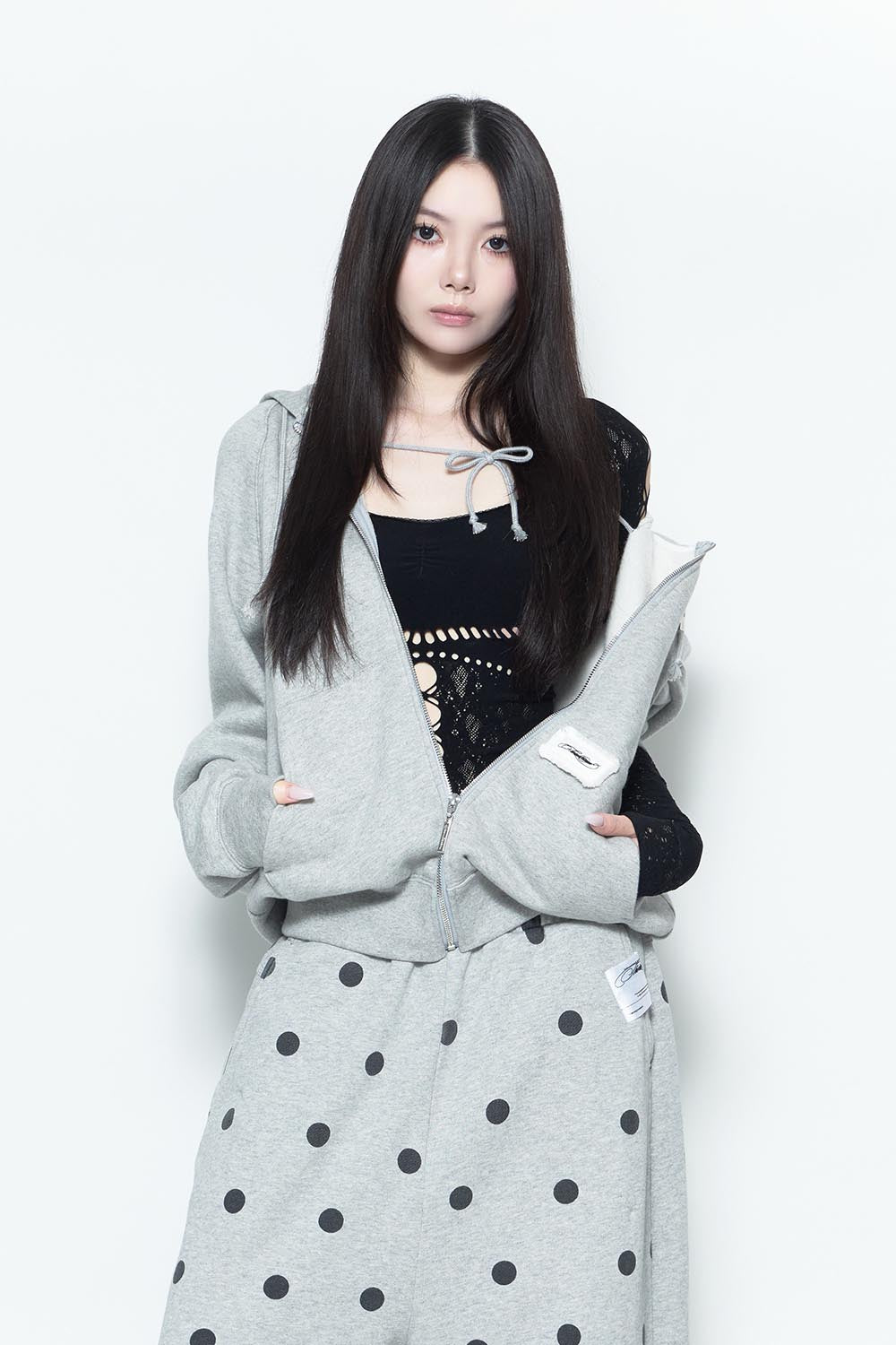 S fleece zip up hoodie
