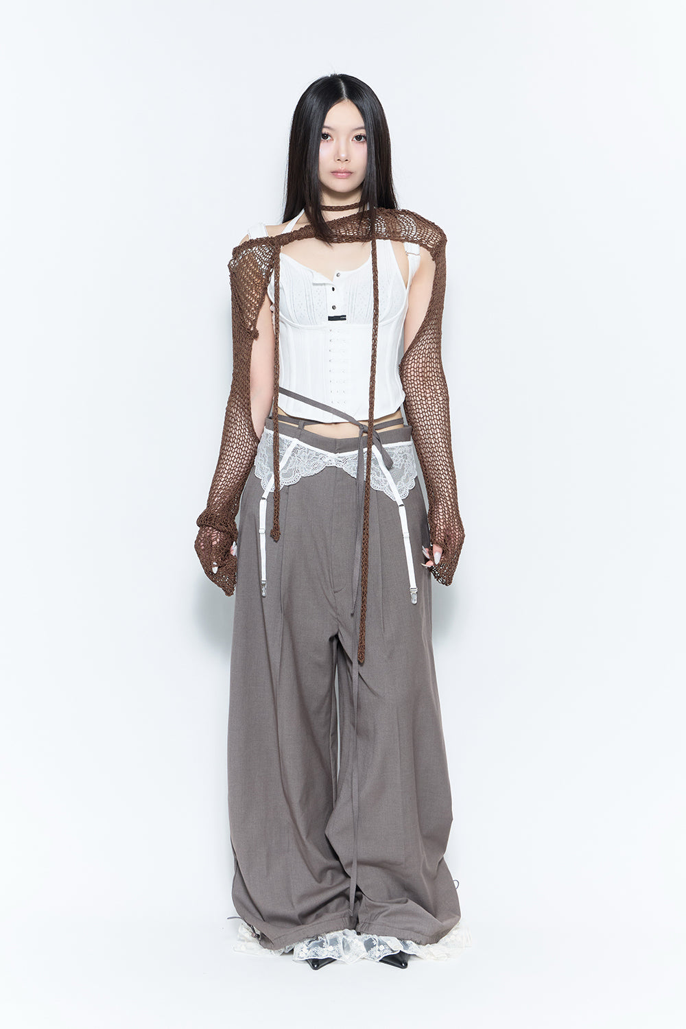 corded tailored pants lace