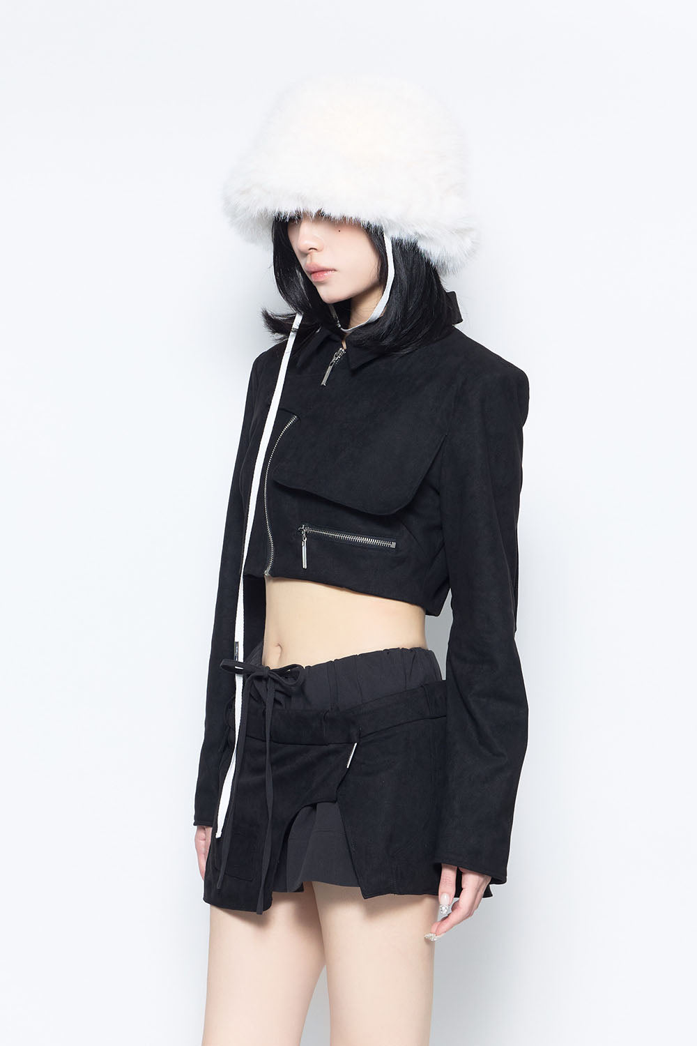 S suede cutout jacket