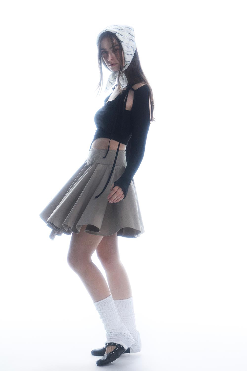 S button flare skirt