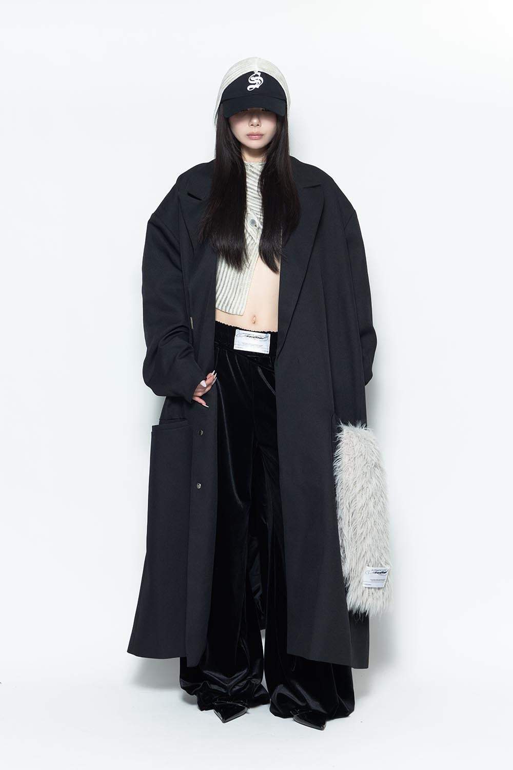 THEREDTHREAD S maxi tailored coat グレー THEREDTHREAD / ザレッドスレッド】S maxi tailored coat