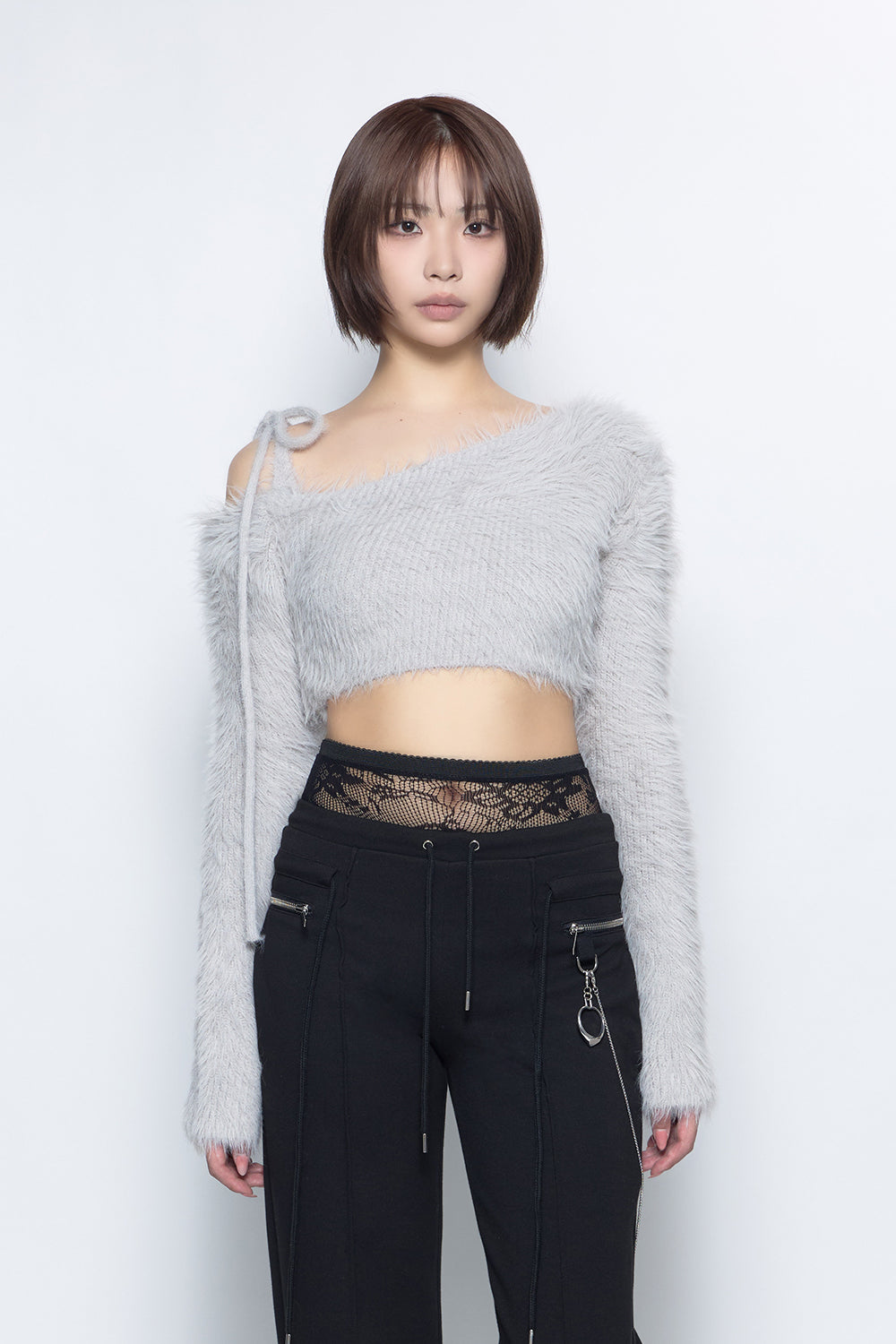 S feather knit cropped