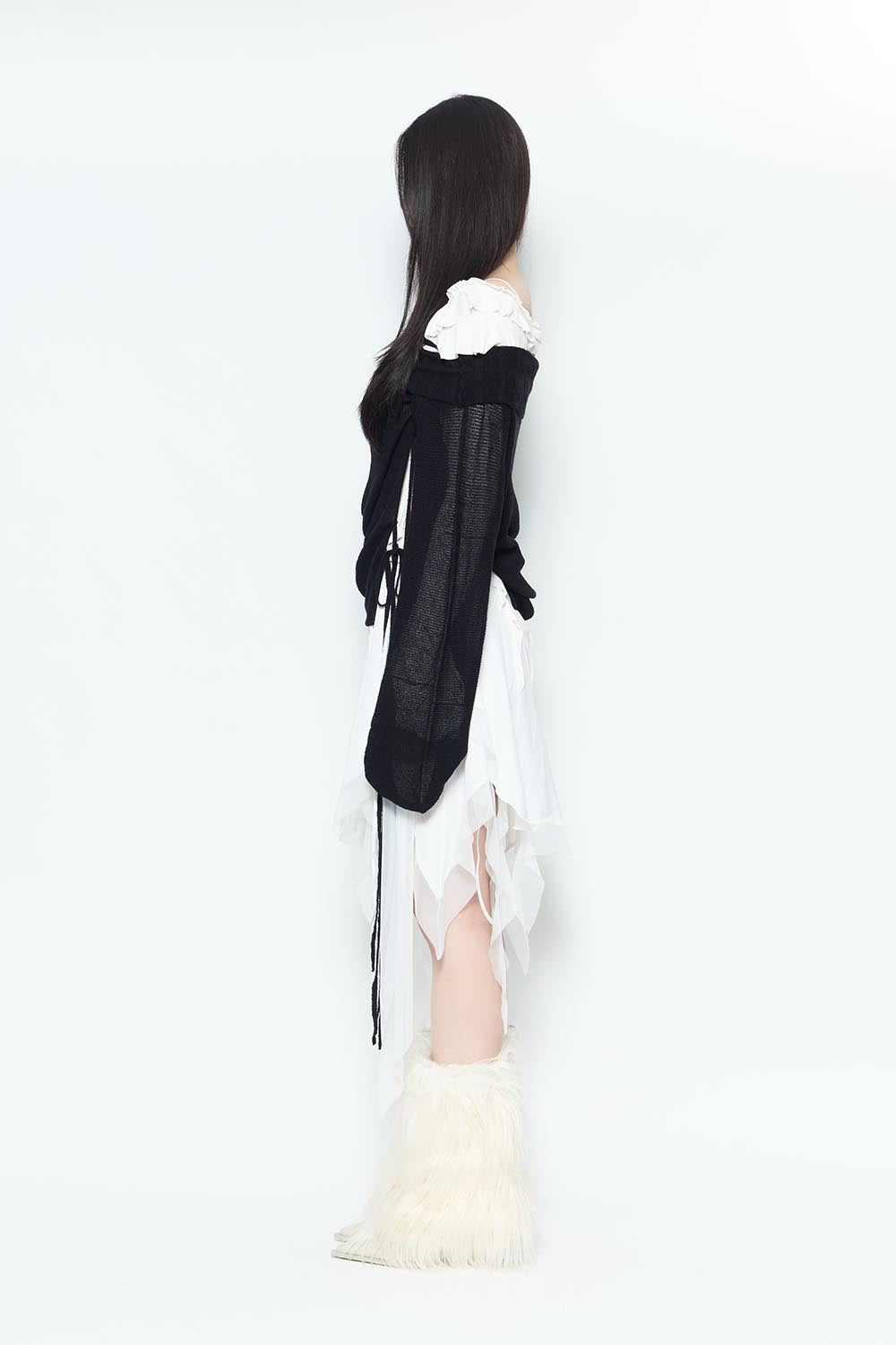 S asymmetry ruffle dress