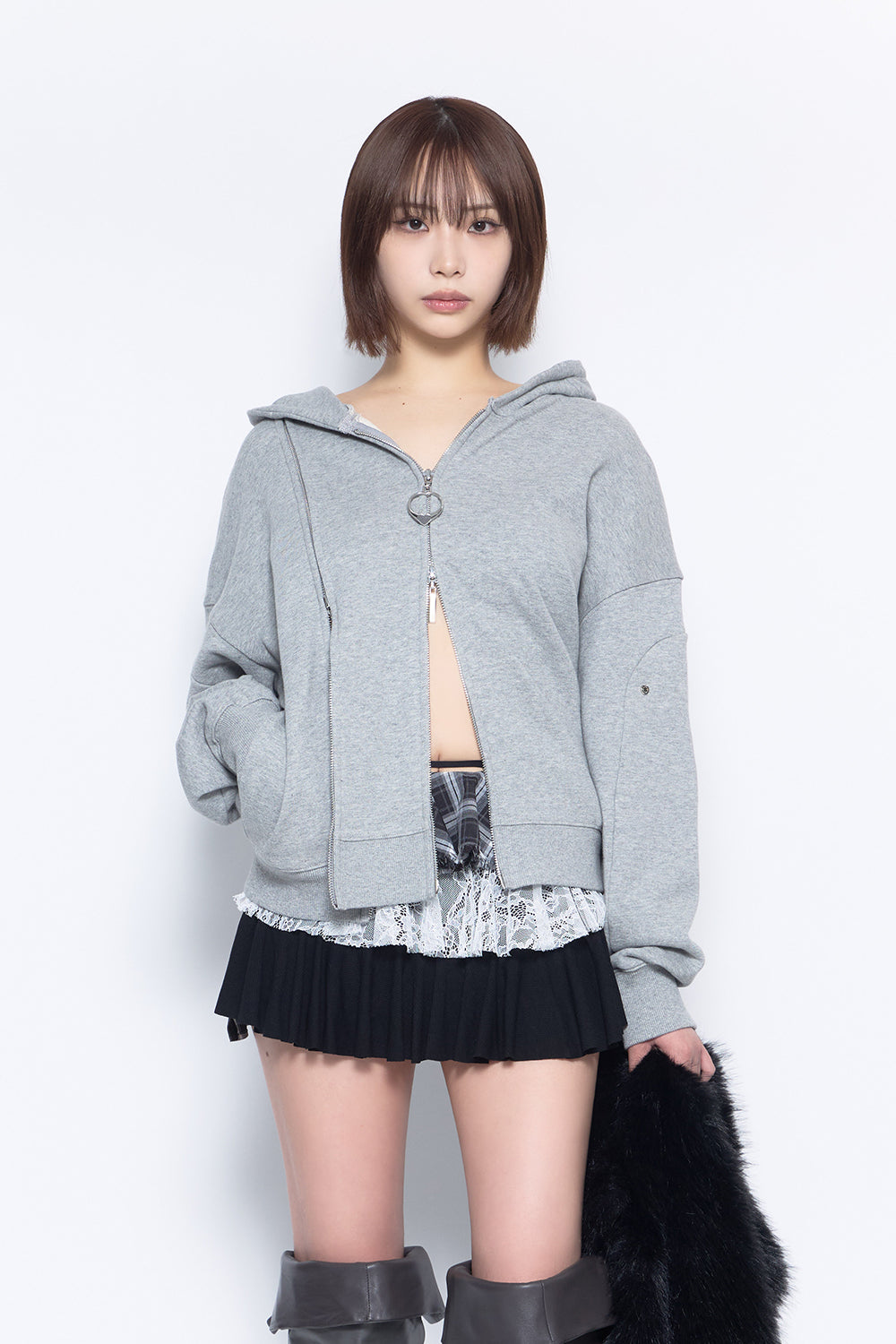 S w zip hoodie long