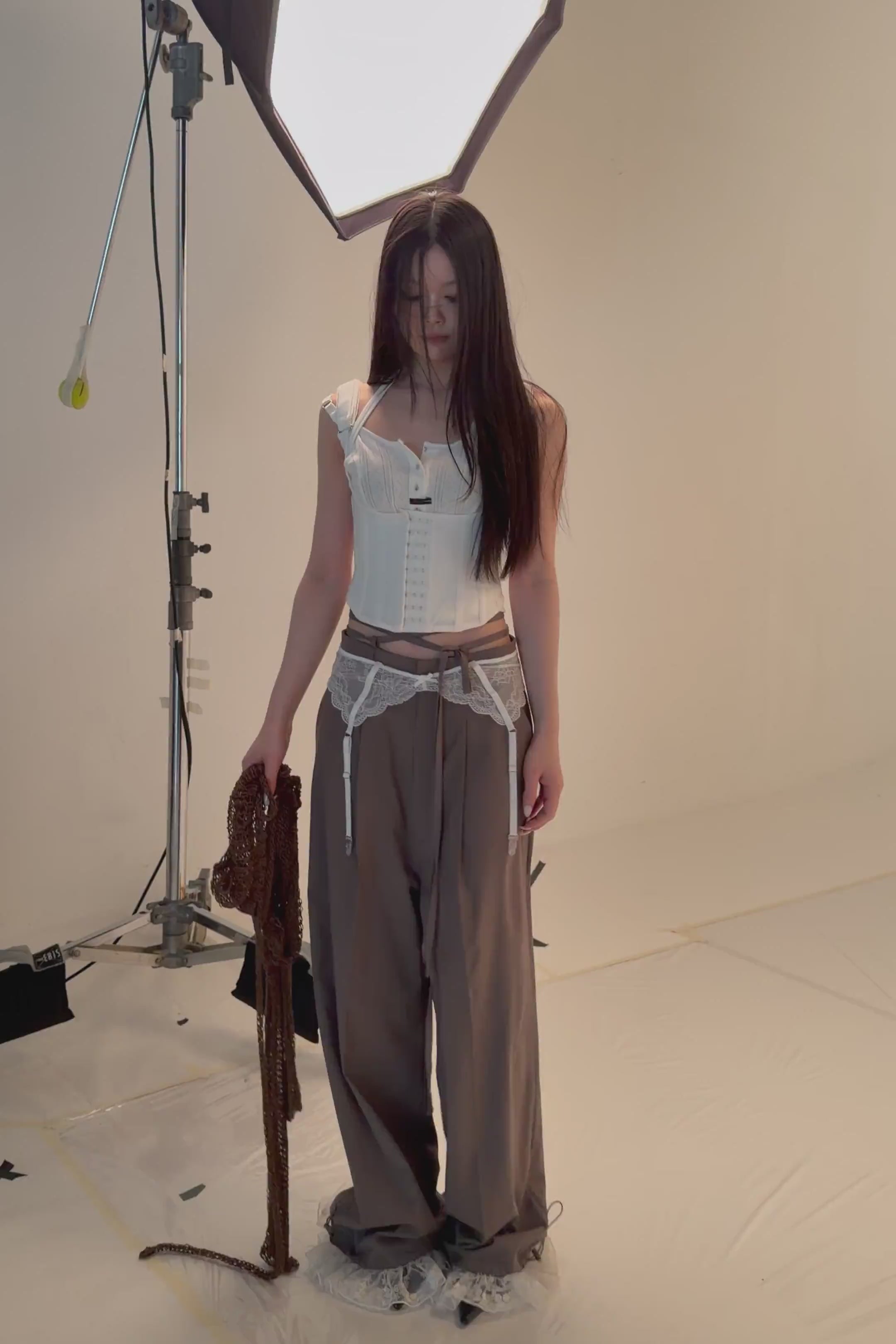 corded tailored pants lace