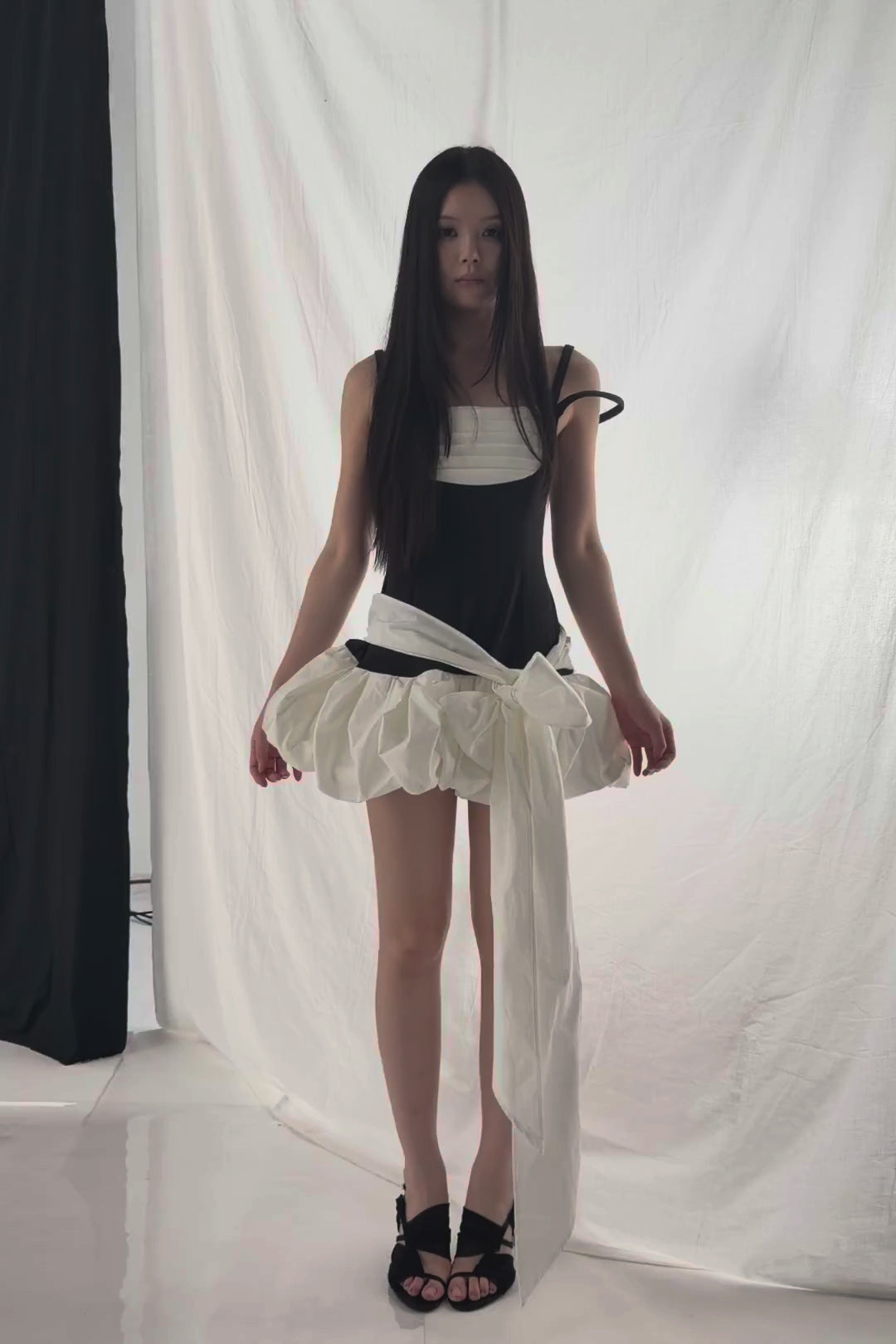 draped balloon dress mini