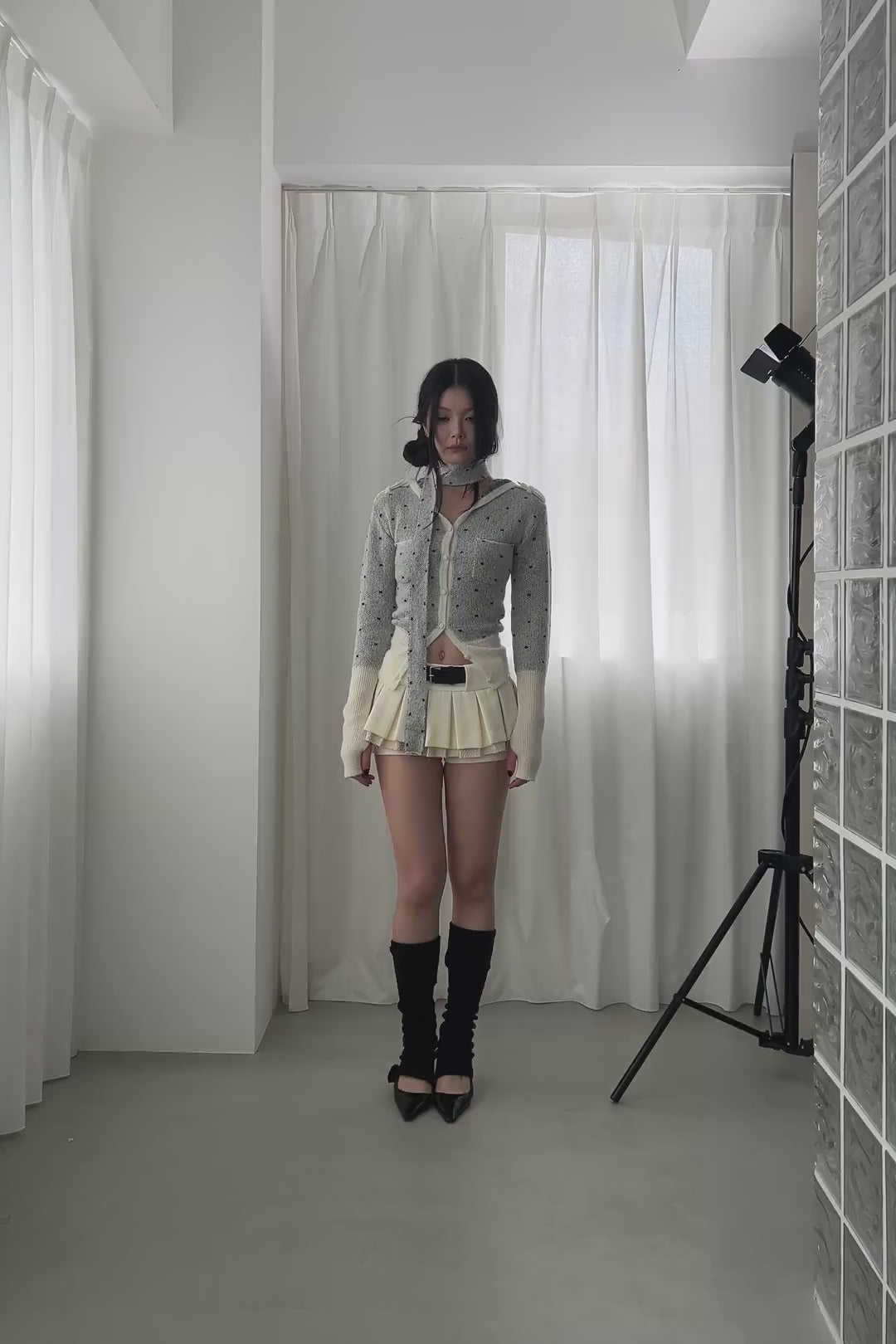 hooded tie knit tops