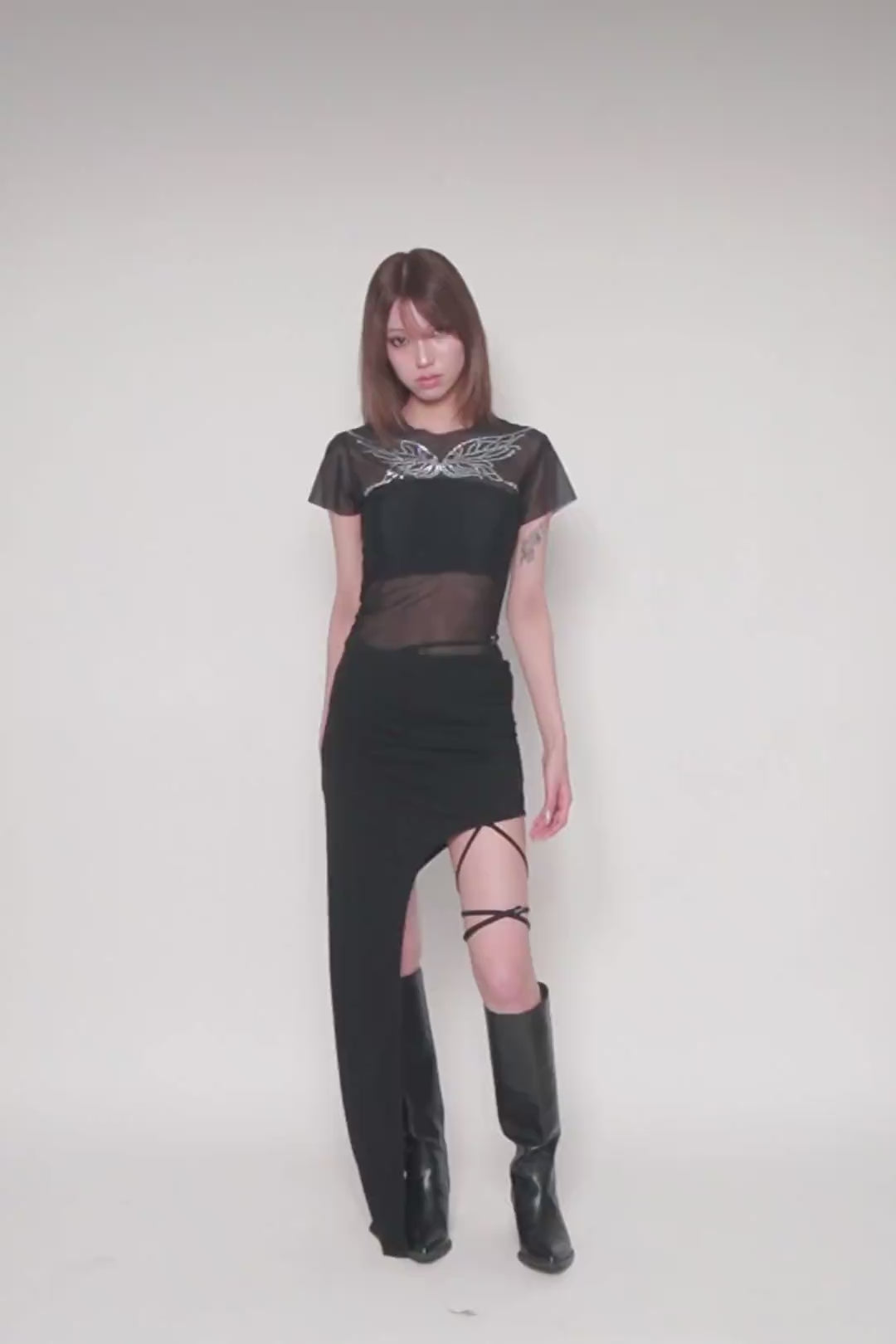 スカート theredthread S curve skirt normal Black THEREDTHREAD】S curve skirt normal