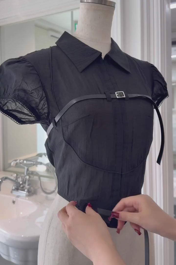 theredthread harness blouse ホワイト THEREDTHREAD / ザレッドスレッド】harness blouse
