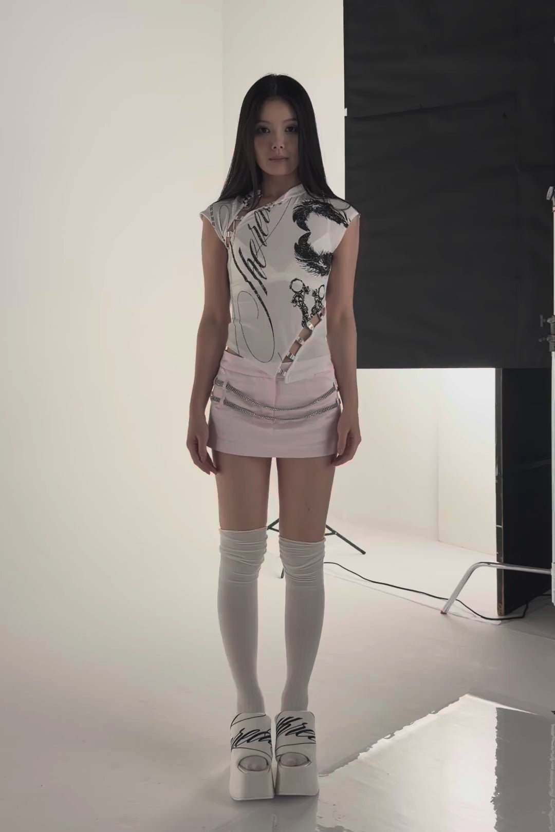 glint belt skirt mini