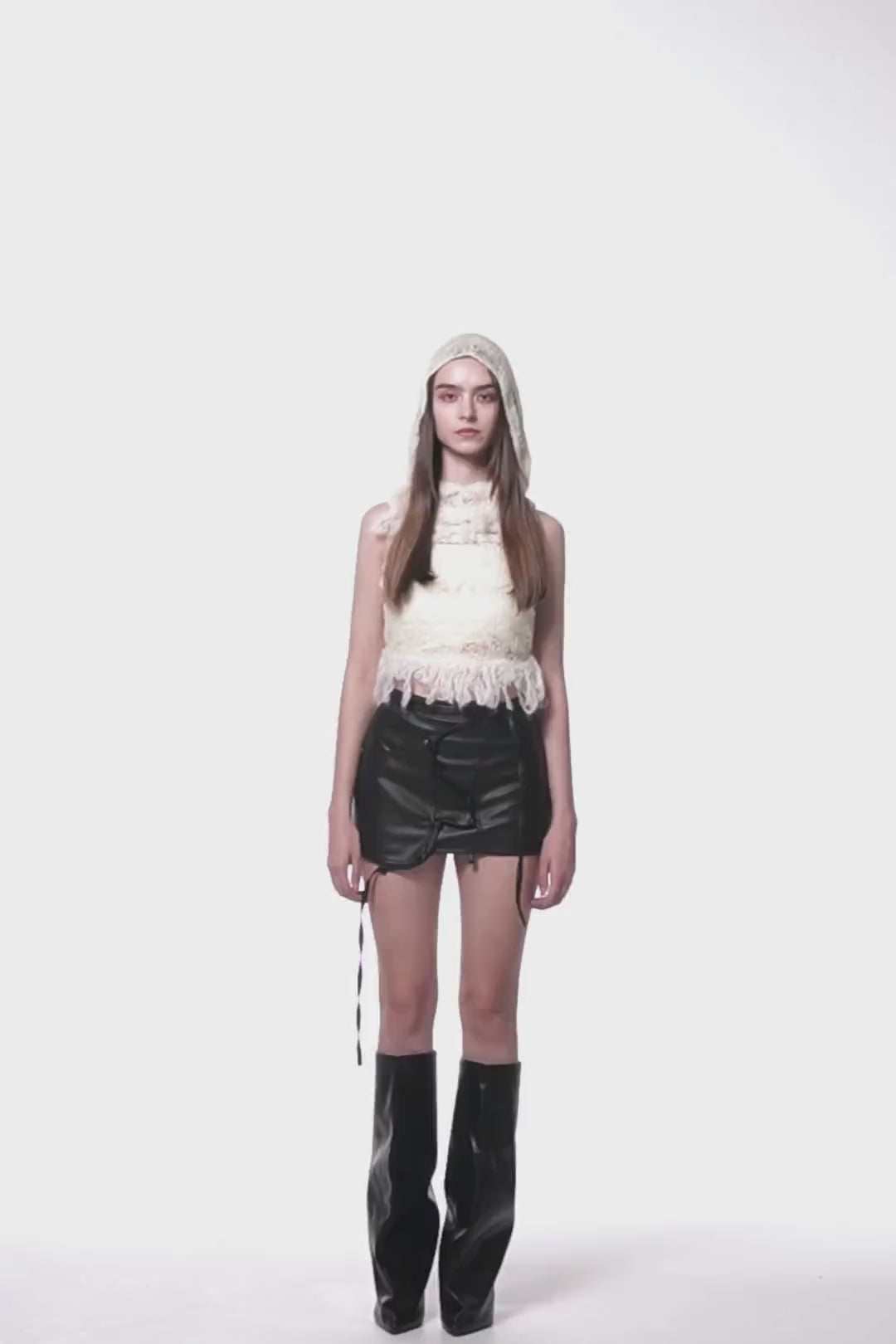 スカート THEREDTHREAD S lace up skirt normal THEREDTHREAD / ザレッドスレッド】S lace up skirt leather