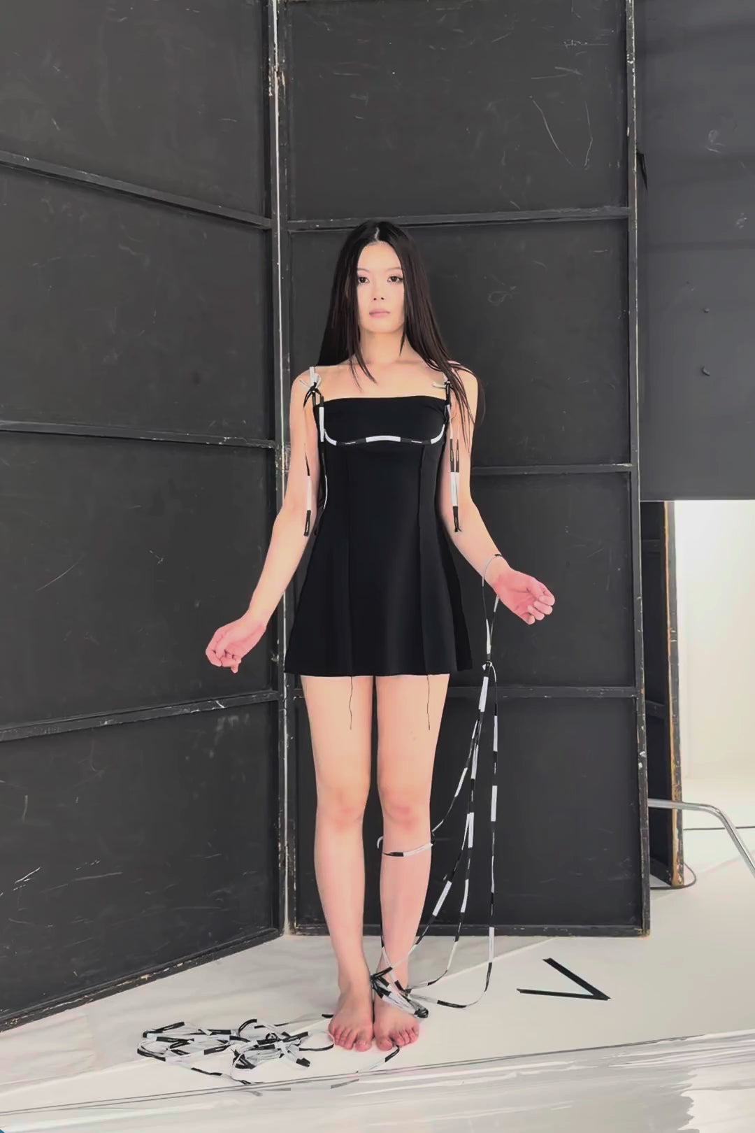 ribbon trim dress mini