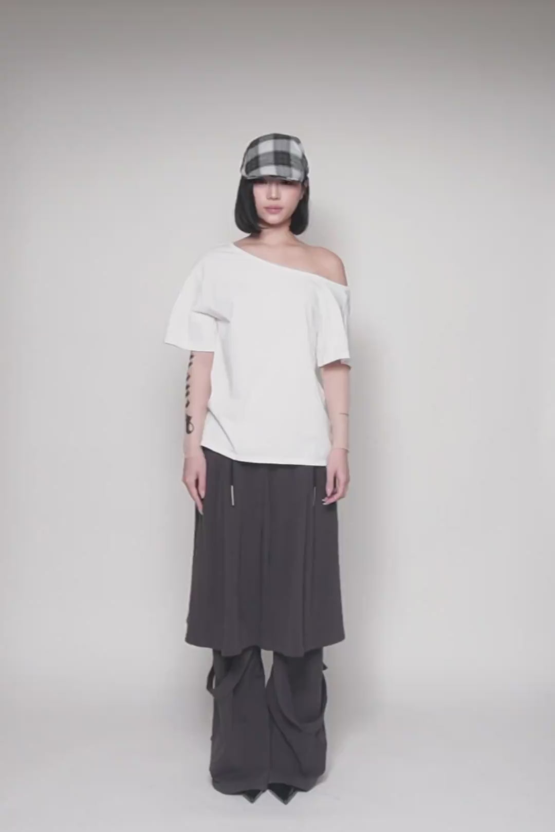 トップス S asymmetric drape tops theredthred THEREDTHREAD / ザ