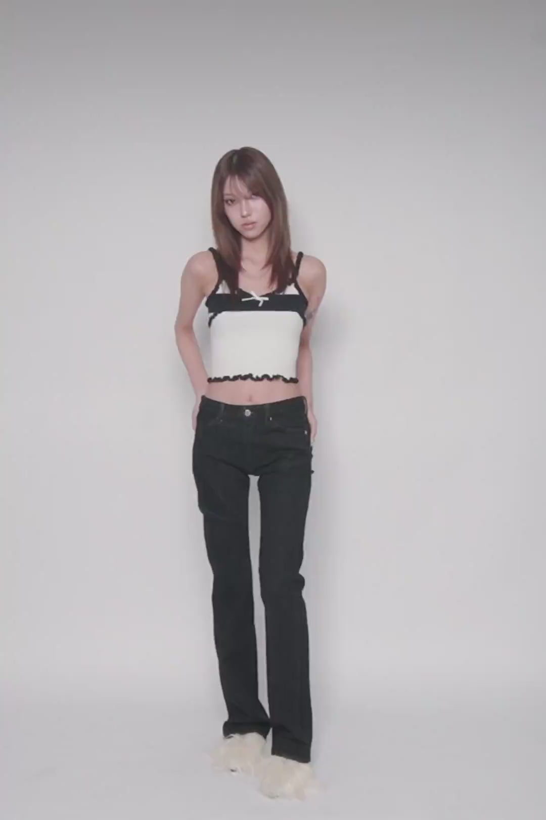 トップス THEREDTHREAD S bicolor knit camisole THEREDTHREAD】S bicolor knit camisole
