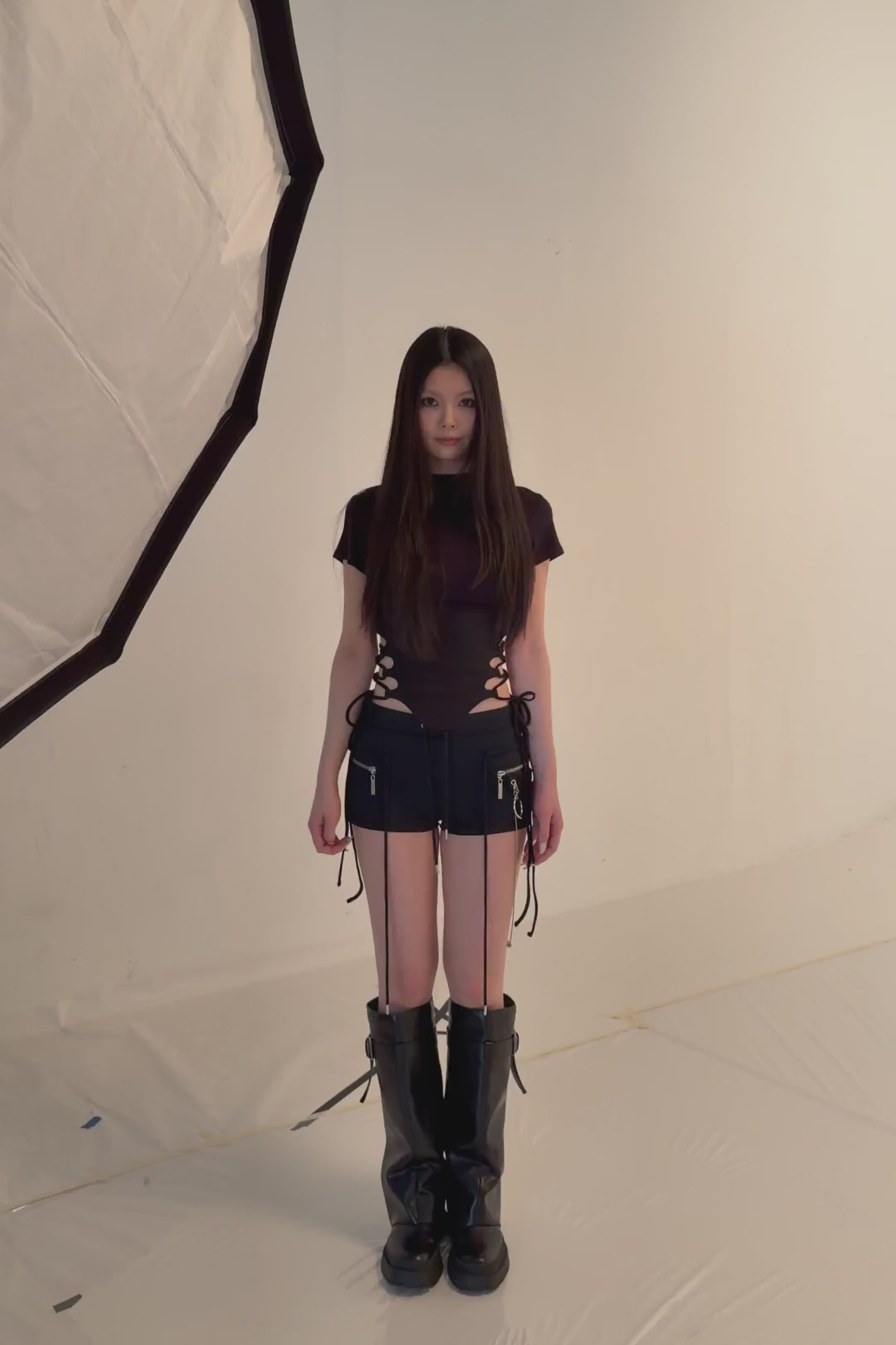 split hem lace up tops