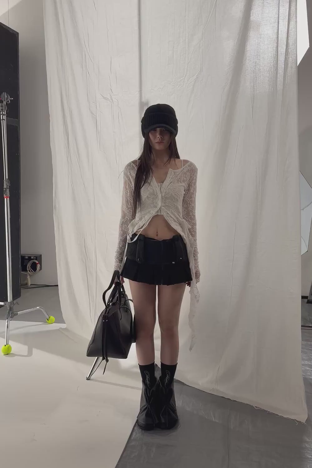 knit pleated skirt mini