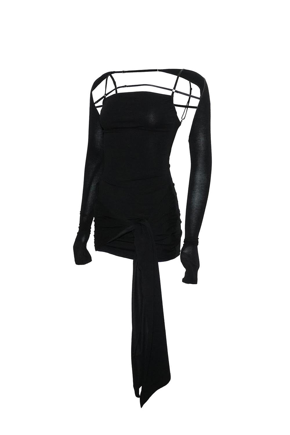 THEREDTHREAD / ザレッドスレッド】S waist drape dress mini